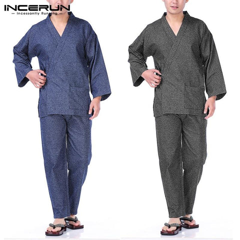 2019 Nightgown Yukata Suit Bathrobe Pajamas Sets Suits Autumn Kimono Pyjamas Lounge Robe Mens Tops Long Sleeve Sleepwear