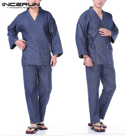 2019 Nightgown Yukata Suit Bathrobe Pajamas Sets Suits Autumn Kimono Pyjamas Lounge Robe Mens Tops Long Sleeve Sleepwear
