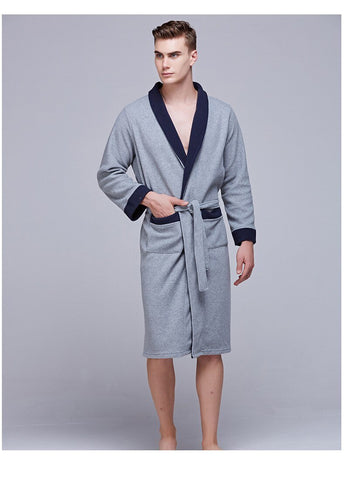Robe Newly Long Sleeve Kimono Bathrobe Gown Loose Sleepwear Home Clothes Casual Nightwear Nightgown With Pocket XL XXL