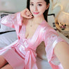 2019 summer sleepwear women nightgown nightwear faux silk nightgowns dressing gown long pijama set female robe night dress