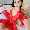 2019 summer sleepwear women nightgown nightwear faux silk nightgowns dressing gown long pijama set female robe night dress