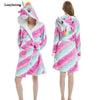 2019 Winter Thick Warm Women Unicorn Nightgowns Coral Fleece Kimono Robe Bath Suit Stitch Panda Sleepwear Animal Long Nightwear