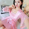2019 summer sleepwear women nightgown nightwear faux silk nightgowns dressing gown long pijama set female robe night dress
