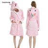 2019 Winter Thick Warm Women Unicorn Nightgowns Coral Fleece Kimono Robe Bath Suit Stitch Panda Sleepwear Animal Long Nightwear