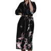 New Grey Satin Chinese Style Women Robe Charming Female Sleepwear Summer Long Nightgown Vintage Home Wear Elegant Kimono