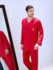 Men's Long Sleeved Ice Silk Satin Set Home Clothes Leisure Students Youth Sleepwear Modern Style Plus Size Nightgown J034