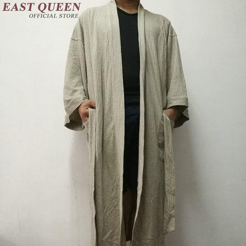 New arrival 2018 kimono robe long nightgown Japanese style bath robe v-neck solid color male cotton nightgown CC005 Q