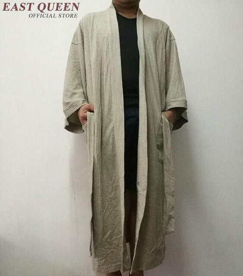 New arrival 2018 kimono robe long nightgown Japanese style bath robe v-neck solid color male cotton nightgown CC005 Q