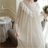 2019 full sleeves and V-neck female sleepwear summer pure cotton princess lace long vintage nightgown