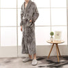 Winter Fashion Coral Fleece Men'S Robe Kimono Bathrobe Nightgown Thick Warm Long Sleeve Belted Sleepwear Bath Night Gown Couple