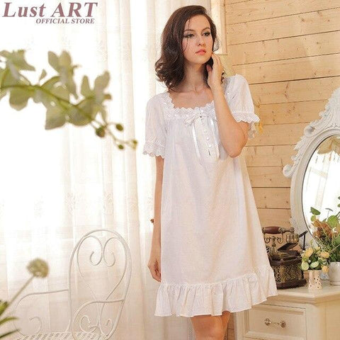Women homewear new arrival vintage nightgowns ladies elegant white beautiful nightgown new vintage style nightgowns AA169
