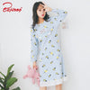 Yidanna new women's sleepwear hat cotton nightgowns sleepshirts in autumn long sleeve lounge for girl onesies winter nightdress