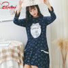 Yidanna new women's sleepwear hat cotton nightgowns sleepshirts in autumn long sleeve lounge for girl onesies winter nightdress