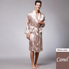 Autumn New Long-Sleeved Couple Robe Men's Bathrobe Kimono Home Male Nightgown Printed Geometric Robes V-neck Satin Sleepwear