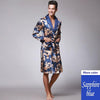 Autumn New Long-Sleeved Couple Robe Men's Bathrobe Kimono Home Male Nightgown Printed Geometric Robes V-neck Satin Sleepwear