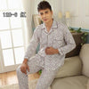 Plaid Pyjama Set Men Sleepwear Long Sleeve Turn-down Collar Cotton Pajamas for Men Nightgown Male Home Wear Casual Indoorwear