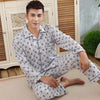 Plaid Pyjama Set Men Sleepwear Long Sleeve Turn-down Collar Cotton Pajamas for Men Nightgown Male Home Wear Casual Indoorwear