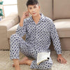 Plaid Pyjama Set Men Sleepwear Long Sleeve Turn-down Collar Cotton Pajamas for Men Nightgown Male Home Wear Casual Indoorwear