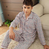 Plaid Pyjama Set Men Sleepwear Long Sleeve Turn-down Collar Cotton Pajamas for Men Nightgown Male Home Wear Casual Indoorwear