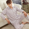 Plaid Pyjama Set Men Sleepwear Long Sleeve Turn-down Collar Cotton Pajamas for Men Nightgown Male Home Wear Casual Indoorwear