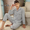 Plaid Pyjama Set Men Sleepwear Long Sleeve Turn-down Collar Cotton Pajamas for Men Nightgown Male Home Wear Casual Indoorwear