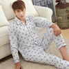 Plaid Pyjama Set Men Sleepwear Long Sleeve Turn-down Collar Cotton Pajamas for Men Nightgown Male Home Wear Casual Indoorwear