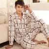 Plaid Pyjama Set Men Sleepwear Long Sleeve Turn-down Collar Cotton Pajamas for Men Nightgown Male Home Wear Casual Indoorwear