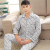 Plaid Pyjama Set Men Sleepwear Long Sleeve Turn-down Collar Cotton Pajamas for Men Nightgown Male Home Wear Casual Indoorwear