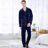 Chinese Brand Designer Men 2PC Velour Pajamas Set Loose Long Sleeve Long Pants Sleepwear Autumn Winter Nightgown Leisure wear