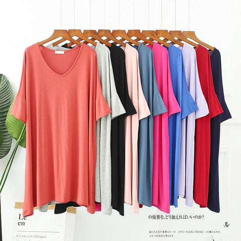 Women Modal Pregnant Sleepwear Girls Nightwear Female Summer Cotton Short Sleeve V-neck Loose Long Nightgowns Ladies Sleepshirt