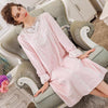 Fdfklak Sweet nightgowns women long sleeve nightdress female sleepwear long princess nightshirt large size loose sleepshirt