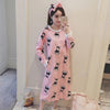 Winter Sexy Women Flannel Night Dress Girls Cartoon Pajamas Robes Long Sleeve Warm Sleepwear Women's Nightgown Homewear Bathrobe