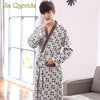 Sleepwear Mens Bathrobes 100% Cotton Plaid Print Design Knitted Pocket Long Sleeves Loose Belt Robe Plush Cardigan Nightgowns