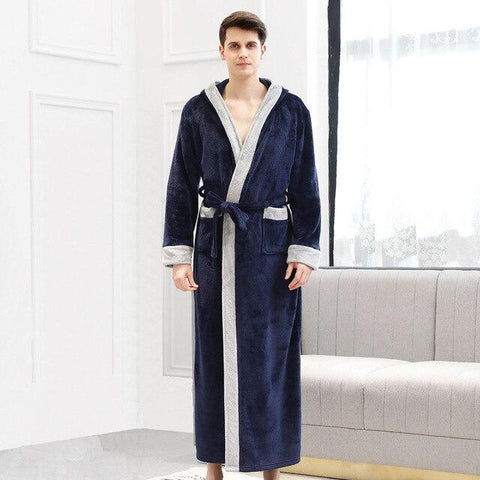 Winter Ankle-Length Warm Robe Thick Men Women Coral Fleece Kimono Bathrobe Lovers Couple Nightgown Gown Sleepwear Long Nightwear