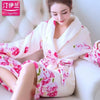Winter Ankle-Length Warm Robe Thick Men Women Coral Fleece Kimono Bathrobe Lovers Couple Nightgown Gown Sleepwear Long Nightwear
