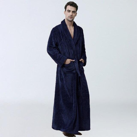 Winter Thick Warm men Coral Fleece Kimono Robe Lovers Couple Nightgown Bath Gown Sleepwear Large Long Nightwear M L XL