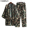 INCERUN Polyester Fashion Men Camouflage Nightgown Long Loose Bath Robes High Quality Cardigan Personal Comfortable 2019 Pajamas