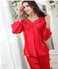Couples Silk Wedding Sleepwear Men's Nightgown Silkly Satin Mens Pajamas Sleepwear Classic Long Sleeved Homewear 2pcs  D-2162
