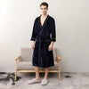 Winter Warm Men Home Clothes Velvet Soft Bathrobe Long Kimono Robe Dressing Gown Solid Sleepwear Male Long Sleeve Nightgown