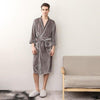 Winter Warm Men Home Clothes Velvet Soft Bathrobe Long Kimono Robe Dressing Gown Solid Sleepwear Male Long Sleeve Nightgown