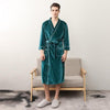 Winter Warm Men Home Clothes Velvet Soft Bathrobe Long Kimono Robe Dressing Gown Solid Sleepwear Male Long Sleeve Nightgown