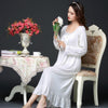 Spring Modal Long Sleeve Loose Long Nightgown Korean Sleeping Dress Pink White Princess Plus Size Women Sexy Sleepwear Nightwear