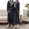 Soft Winter Flannel Coral Fleece Couple Lover's Robe Kimono Bathrobe Nightgown Thick Warm Long Sleeve Sleepwear Bath Night Gown