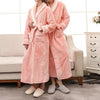 Soft Winter Flannel Coral Fleece Couple Lover's Robe Kimono Bathrobe Nightgown Thick Warm Long Sleeve Sleepwear Bath Night Gown