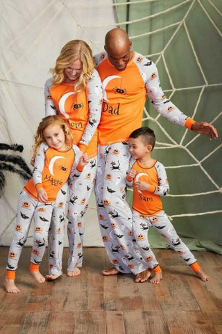 Family Sleep Shirt Orange Pajamas Long Sleeve Nightshirt Dad Son Pumpkin Shirt matching outfits mom daughter Halloween Nightgown