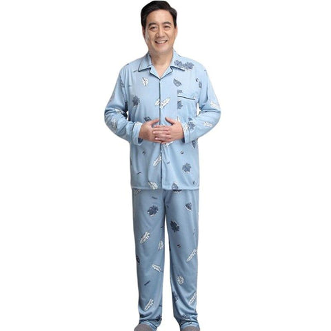 2019 Men Sleepwear Nightgown Autumn Button Pajama Sets for Male Long Sleeve Pijamas Mens Pajama Sets Homewear Suits
