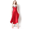 Ladies Sexy Silk Satin Nightgown Sleeveless Nighties Nightdress V-neck Sleep Long Shirt Summer Nightwear Night Dress For Women