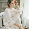 Fdfklak Lace Sleepwear Night Dresses Spring Autumn Long Sleeve Cotton Princess Nightgown Ladies Lingerie Long Nightgown Q840