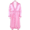 Mens Sissy Silky Satin Dressing Gown Bathrobe Lingerie Long Sleeves Frilly Ruffle Edges Long Nightgown Sleepwear