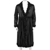Mens Sissy Silky Satin Dressing Gown Bathrobe Lingerie Long Sleeves Frilly Ruffle Edges Long Nightgown Sleepwear